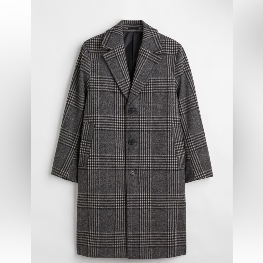Men Plaid Trench Coat